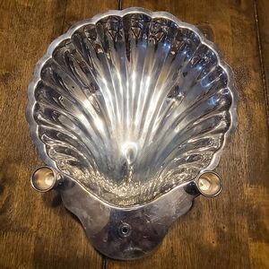 Antique F. B. Rogers Silver Plate Shell Clam Serving Tray Platter Surf Turf